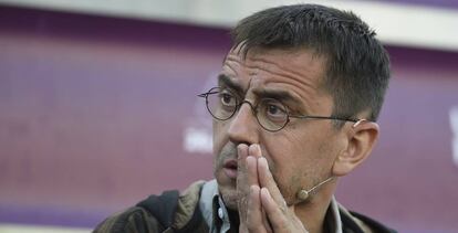 Juan Carlos Monedero, en un mitin de la coalici&oacute;n.