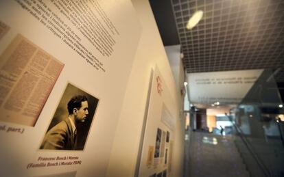 Secció dedicada a Francesc Bosch i Morata en l'exposició sobre l'Institut d'Estudis Valencians.