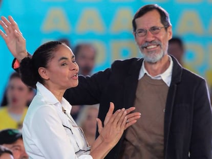 Marina Silva com seu vice, Eduardo Jorge, durante convenção da Rede que oficializou a chapa presidencial em Brasília.