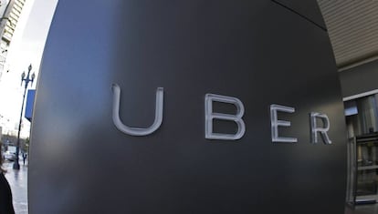 Logo de la compa&ntilde;&iacute;a de Uber en San Francisco.