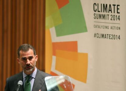 Felipe VI, durante su intervención en la ONU en 2014.