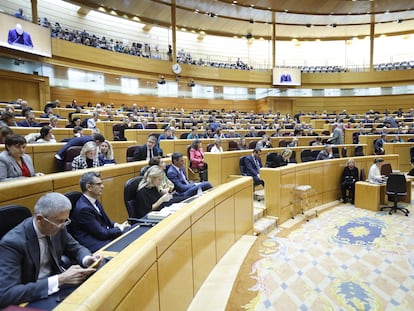 Sesión parlamentaria del Congreso para la reforma del artículo 49 de la Constitución, celebrada este jueves en el Senado.