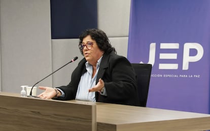 Soraya Bayuelo, víctima del conflicto da su testimonio ante la JEP.