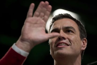 Pedro S&aacute;nchez, en un m&iacute;tin.