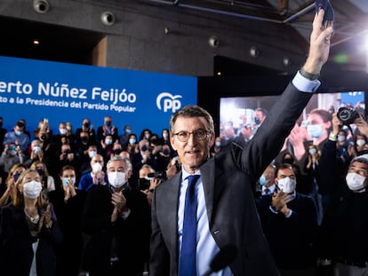 El presidente del PP de Galicia, Alberto Núñez Feijóo, anuncia el pasado día 2 de marzo en la junta directiva del partido en Galicia su intención de presentarse a la presidencia del PP nacional, tras la salida de Pablo Casado.