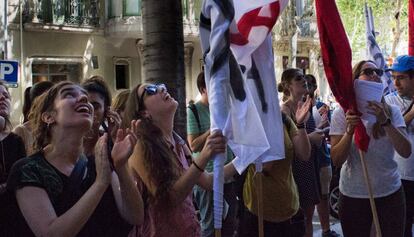 Manifestants del sindicat SUT durant les reivindicacions.