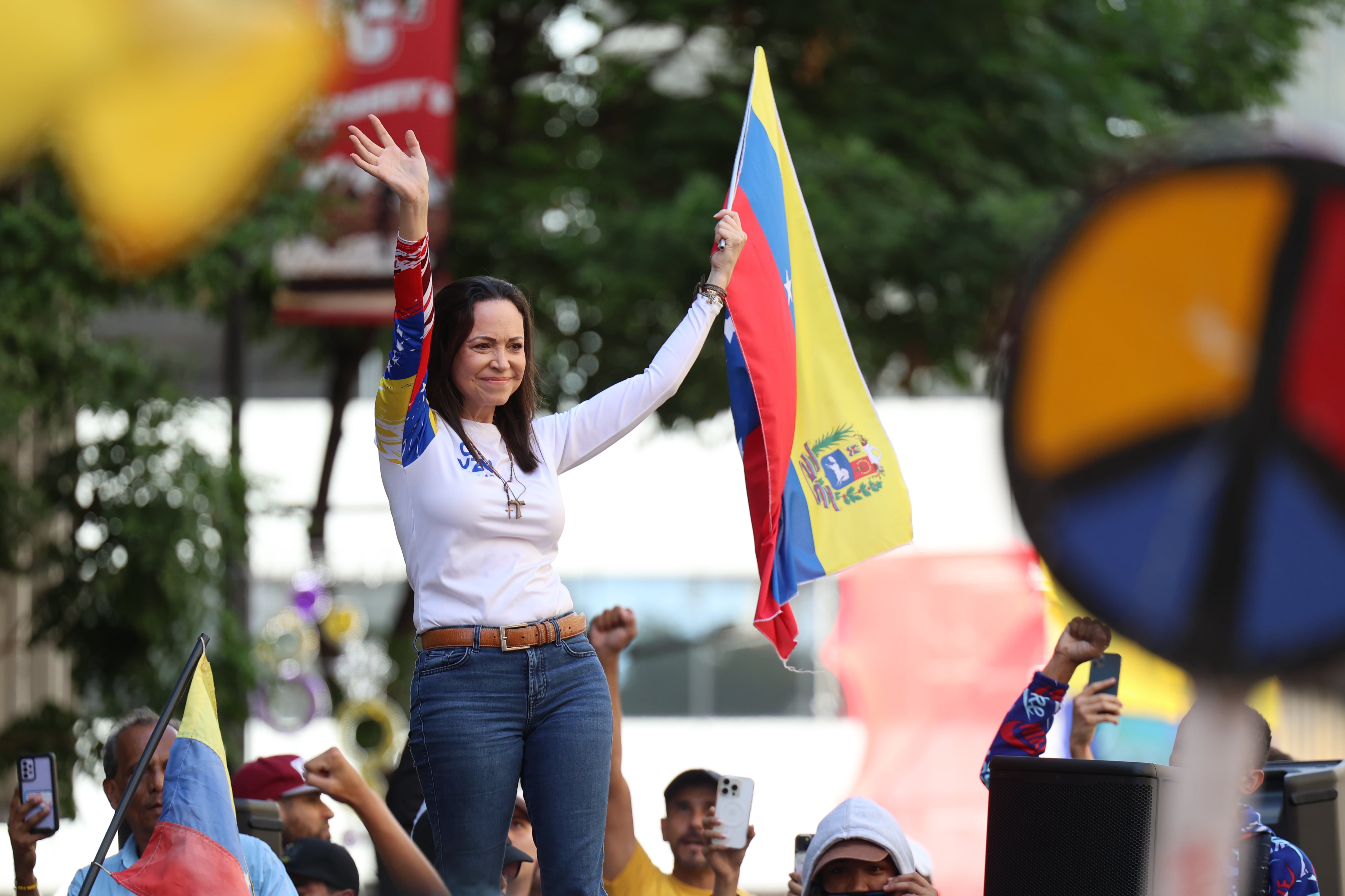 La marcha de María Corina Machado en las calles de Caracas, en imágenes