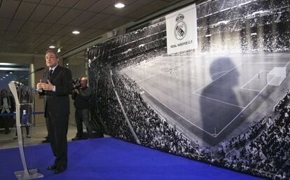Florentino Pérez, presidente del Madrid, en un acto en el Bernabéu.