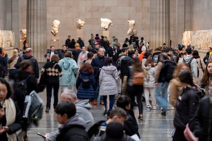 Visitors in the room where the Parthenon marbles are displayed, in the British Museum, last December.