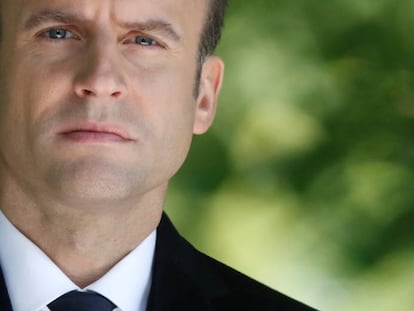 O presidente eleito, Emmanuel Macron, na cerimônia de comemoração da abolição da escravidão.