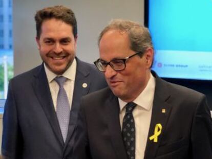 El presidente catalán dice que España vive una “regresión” democrática con políticos “en el exilio” y apuesta por reabrir lo antes posible la delegación de la Generalitat en EE UU