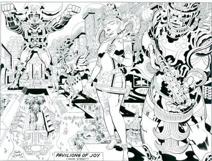 Las imágenes que ilustran este texto son diseños de Jack Kirby para la producción de "Lord of light"