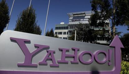 El logo de Yahoo en la sede de la compañía en Sunnyvale.