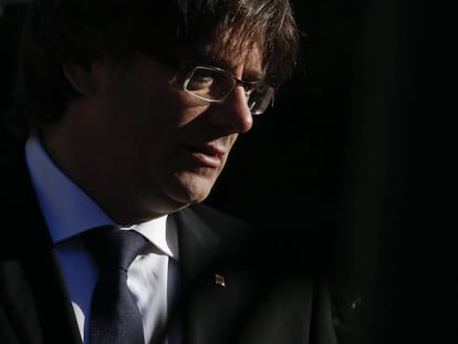 El presidente de la Generalitat, Carles Puigdemont, este sábado.