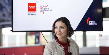 La ministra de Industria, Comercio y Turismo, Reyes Maroto, en la presentación de Fitur 2021.