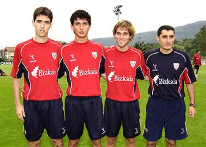 De izquierda a derecha, Iraola, Bordas, Jonan García y el técnico, Ernesto Valverde.