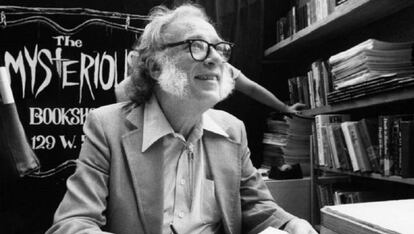 Isaac Asimov en la librería Mysterious Book Store de Nueva York en 1984.