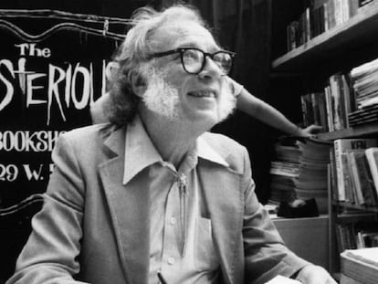 Isaac Asimov en la librería Mysterious Book Store de Nueva York en 1984.