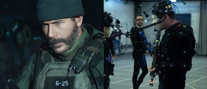 El capitán Price, personaje interpretado por el británico Barry Sloane, y el actor en la captura de movimientos de 'Modern Warfare II' (2022).