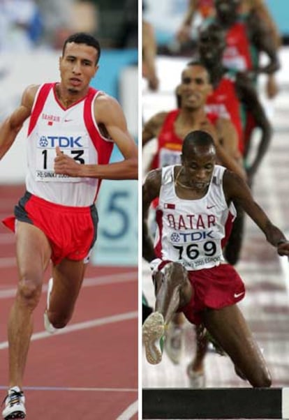 Rashid Ramzi, ganador de los 800 y los 1.500 metros, a la izquierda, y Saif Saaeed Shaheen, de los 3.000 obstáculos.
