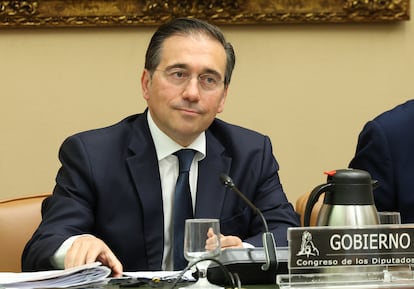 José Manuel Albares, este lunes en la Comisión de Asuntos Exteriores del Congreso.