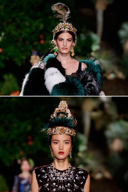 La opción más opulenta (plumas incluidas) llega de la mano de Dolce & Gabbana.