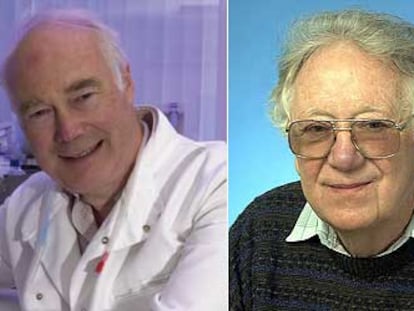De izquierda a derecha, los científicos Mario R. Capecchi, Martin J. Evans y Oliver Smithies, galardonados con el Nobel de Medicina.
/ EFE / AFP
