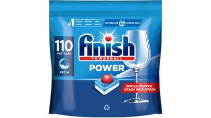 Vista da embalagem das pastilhas para lava-louças Finish.