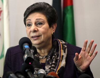 La dirigente de la OLP Hanan Ashraui este miércoles en Ramala.