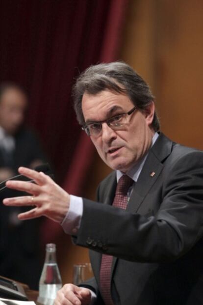 El presidente de la Generalitat y de Convergència, Artur Mas, en el Parlament.