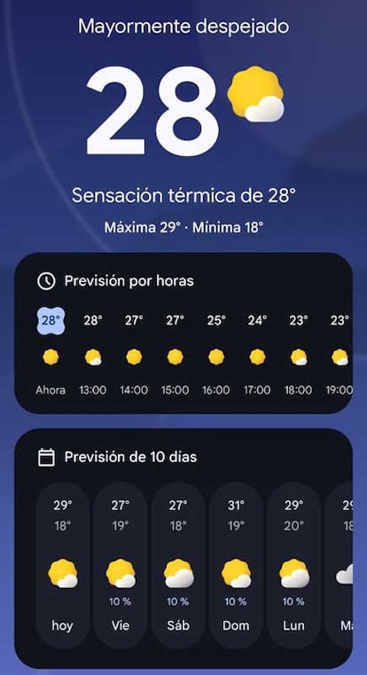 Aplicación tiempo del Pixel 9