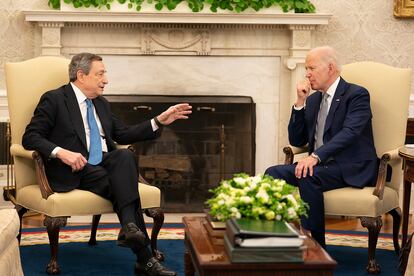 Joe Biden y Mario Draghi en la Casa Blanca
