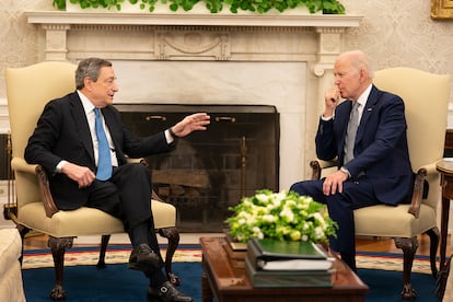 Joe Biden y Mario Draghi en la Casa Blanca