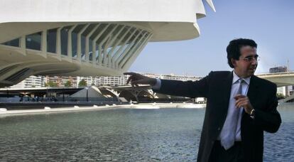 Santiago Calatrava, en una de sus visitas al Palau de les Arts de Valencia. 