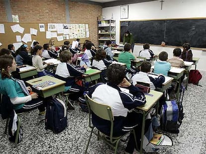 Alumnos durante una clase en un colegio de Madrid.