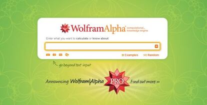 Portada del buscador sem&aacute;ntico Wolfram Alpha