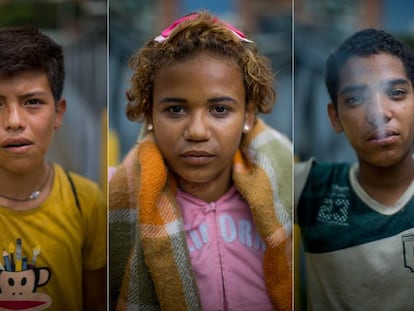 Retratos de crianças abandonados em Caracas.