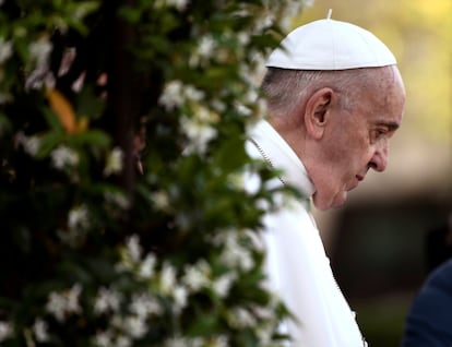 El papa Francisco en los jardines del Vaticano.