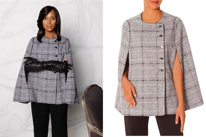 La colección de ropa que The Limited ha comercializado inspirándose en los looks de Olivia Pope de Scandal ha sido un éxito y quedan pocas prendas disponibles. Esta capa es una de ellas y cuesta 185 euros.