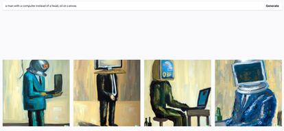 "Un hombre con un ordenador en lugar de cabeza, óleo sobre lienzo", según el programa de IA Dall-E.