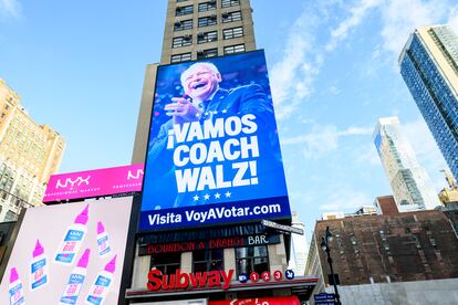 Advertising poster in Spanish, in New York, in October 2024.