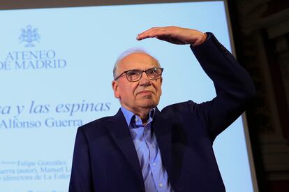 Alfonso Guerra, el miércoles en el Ateneo de Madrid.