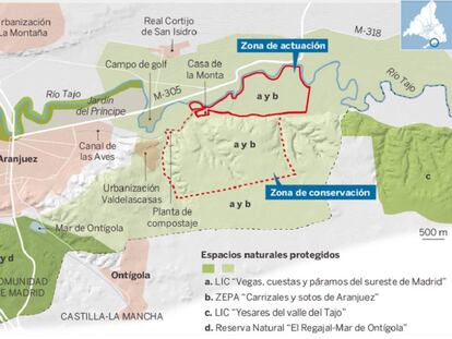 Localización del proyecto, en un espacio natural protegido.