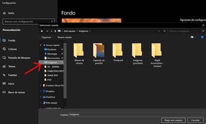 Escoge la carpeta desde la que importar las imágenes.
