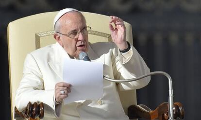 El Papa, en su audiencia en la plaza de San Pedro, este miércoles.