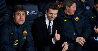 Tito Vilanova, en enero junto a Jordi Roura, su sustituto temporal. 