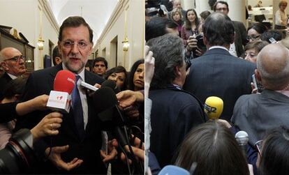 El presidente del Gobierno, Mariano Rajoy, ha hablado hoy con los medios en el Congreso, pese a que ayer eludió hacerlo en el Senado.