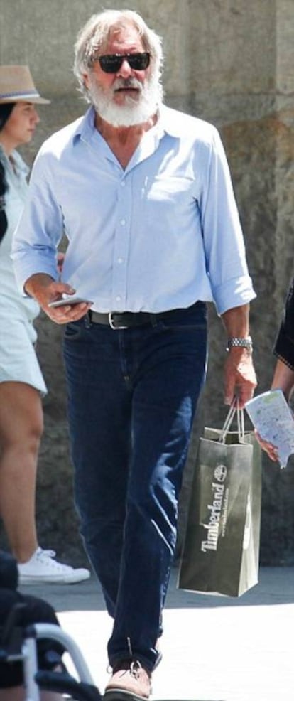 El actor Harrison Ford en su reciente visita a la tienda Timberland de Passeig de Gracia (Barcelona).