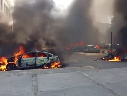 Protesta de normalistas en la Fiscalía de Guerrero el 12 de marzo 2024.