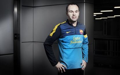 Andr&eacute;s Iniesta, en la ciudad deportiva Joan Gamper. 